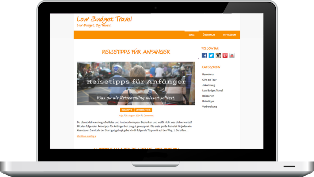 Laptop-Ansicht Low Budget Travel