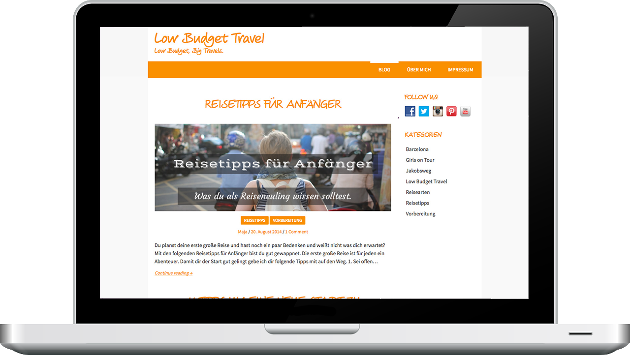 Laptop-Ansicht Low Budget Travel