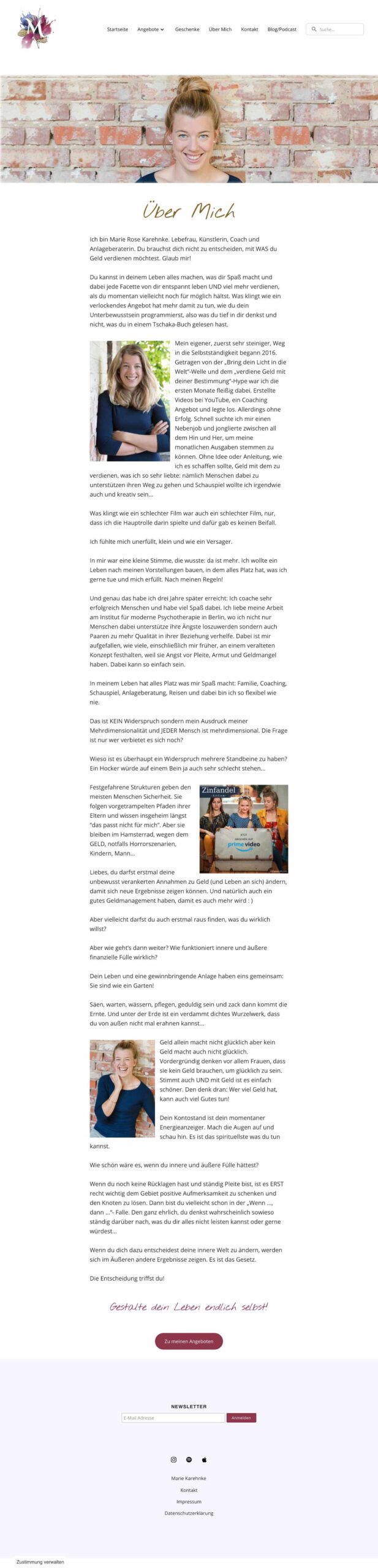 Screenshot Über Mich